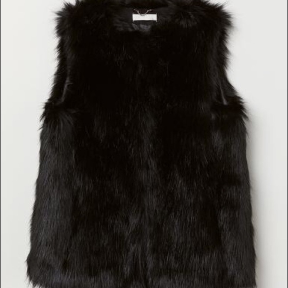 Black faux fur vest